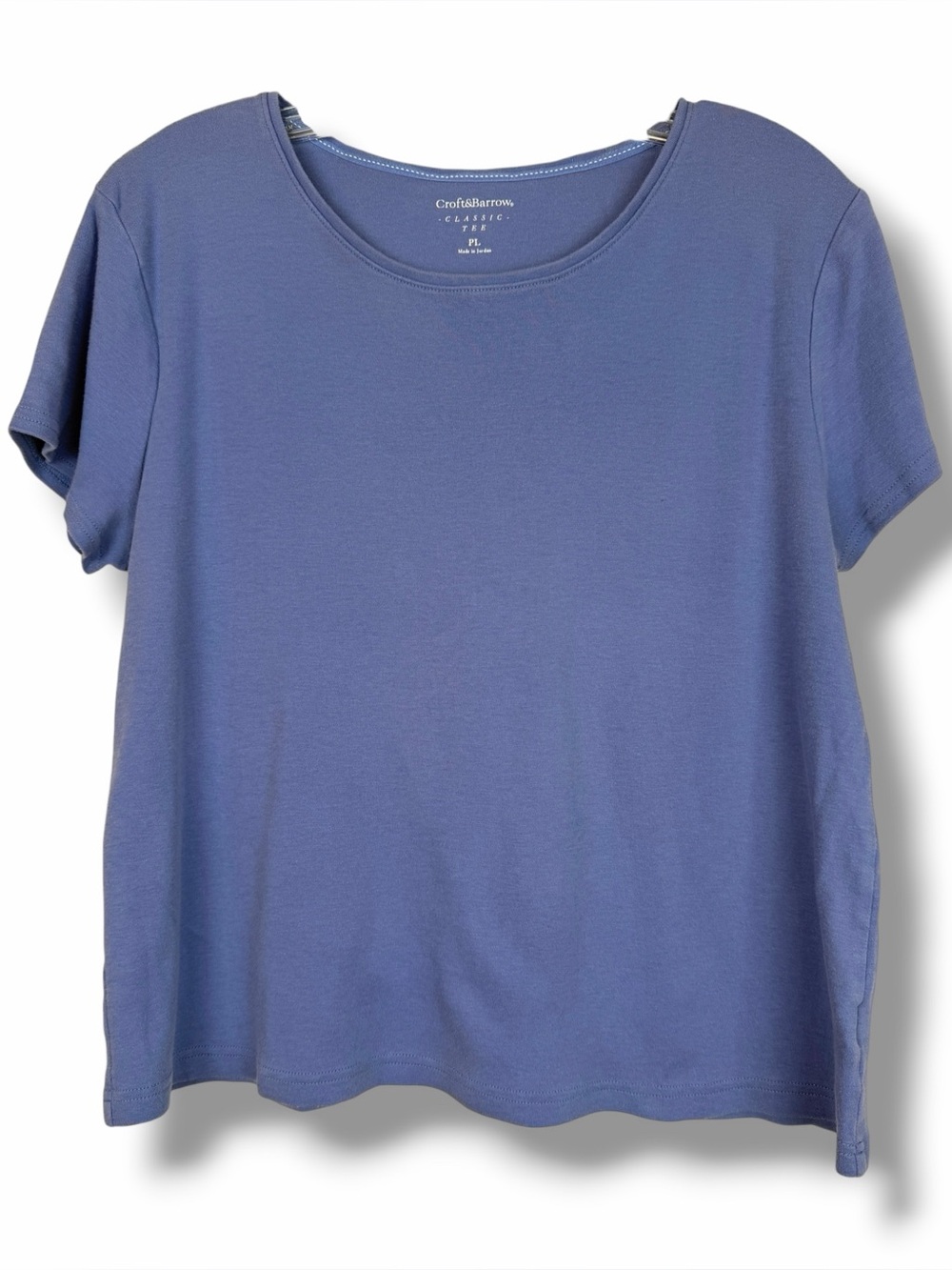 Croft & Barrow Vintage Cotton Periwinkle Crewneck Short Sleeve Tee Shirt size LP